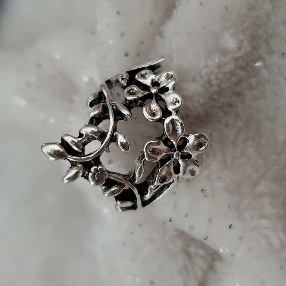 Silver Freeform Floral Plated Fashion Ring